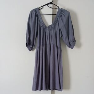 Elegant Purple Grayish Linen Blend Women's Dress